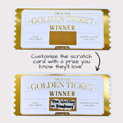 diy scavenger hunt showing custom golden ticket scratch prize that says 'The Lion King on Broadway'